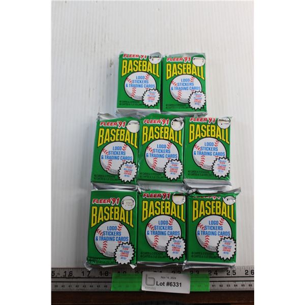 (8) Packs of Fleer'91 Collectible Baseball Logo Stickers & Trading Cards