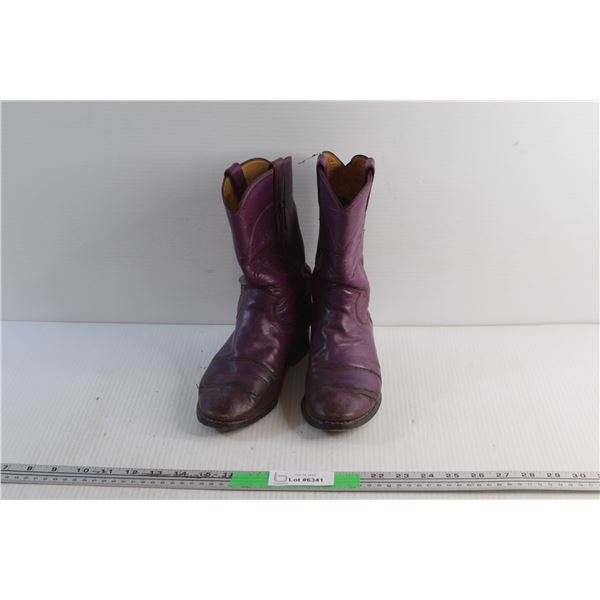 Justin Ladies Cowboy Leather Boots - Worn, Size 6W