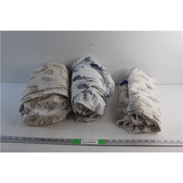 Twin  Dino and Deer Print Sheets - (2) Fitted and (1) Flat