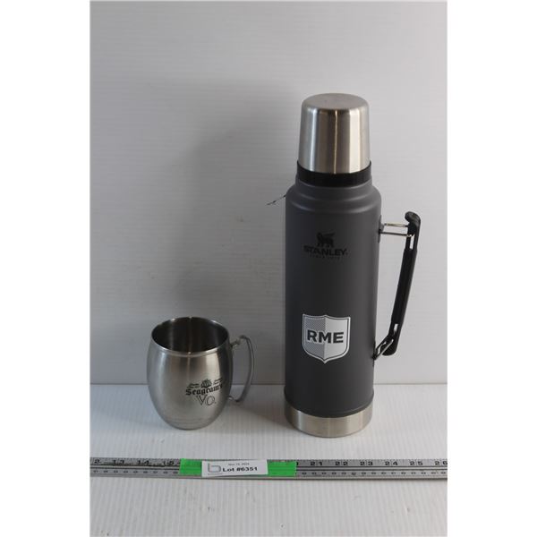 Stanley RME Thermos Bottle - New and a Metal Seagram's Vo Mug