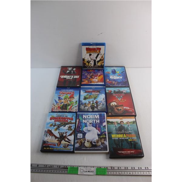 (10) DVD & Blue Ray Movies - Finding Dory, Ninjago and Kung Fu Hustle