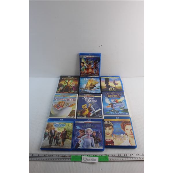 (10) DVD & Blue Ray Movies - Moana. Aladdin and Frozen II