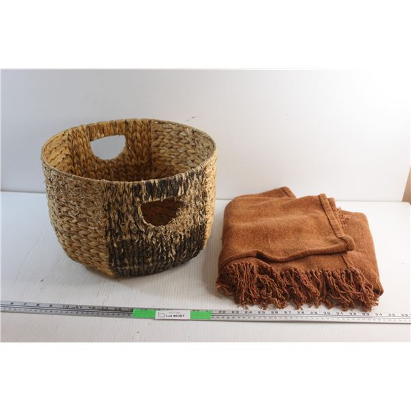Grass Basket - Worn and a Throw Blanket