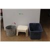 Image 1 : *Galvanized Mop Bucket, Plastic Tote 21'' x 12'' and a Step Stool