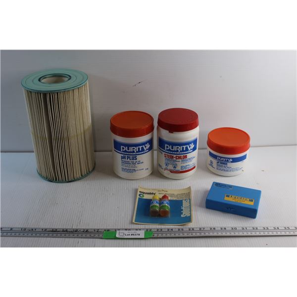 Air Filter, Pool Chlorine Solutions and Pool & Spa Test Kit