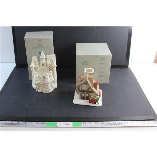 Village Carolers and Christmas Santa's Workshop Porcelain Decor