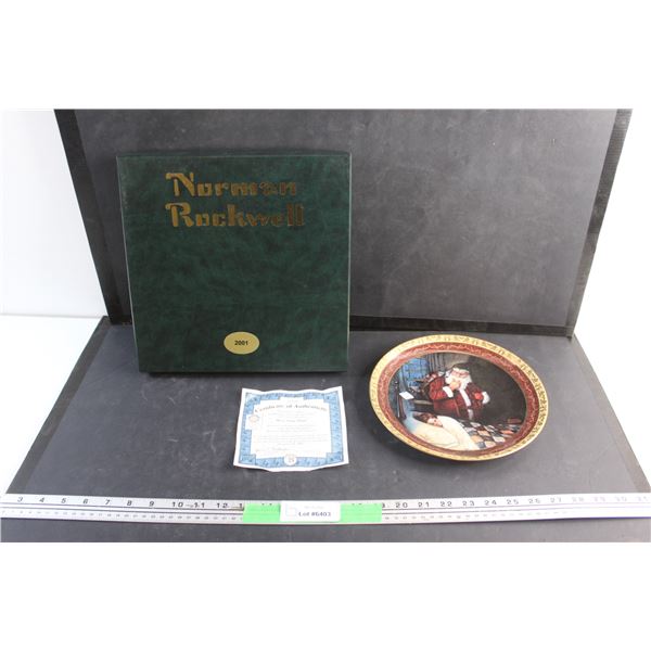 Decorative Deer Santy Claus Plate with a Certificate of an Authenticity by Norman Rockwell