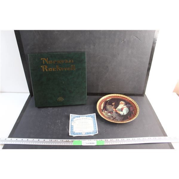 Decorative Santa in His Workshop Plate with a Certificate of an Authenticity by Norman Rockwell