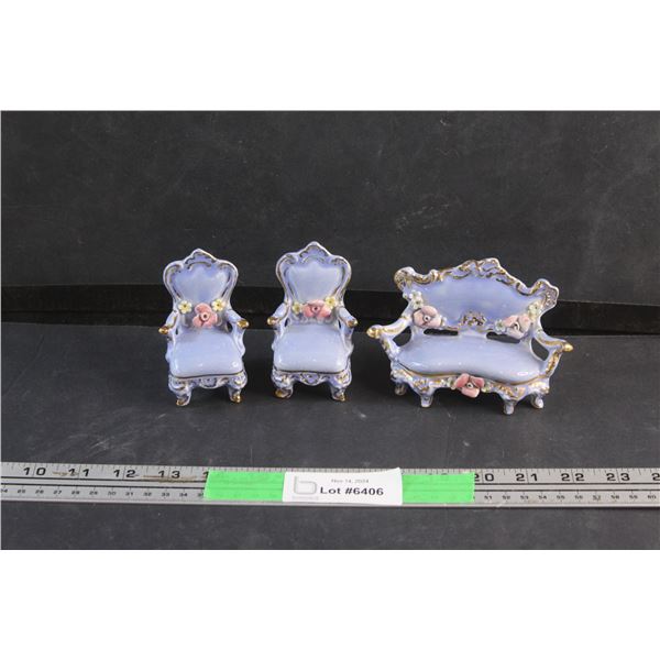 Vintage Miniature Porcelain Sofa & Chairs
