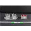Image 1 : Vintage Art Deco Glass Cream & Sugar Set with Tray and Salt & Pepper Shakers with Tray