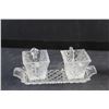 Image 2 : Vintage Art Deco Glass Cream & Sugar Set with Tray and Salt & Pepper Shakers with Tray