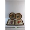 Image 1 : (4) Framed Embroidery Art Wall Decor 12'' x 12''