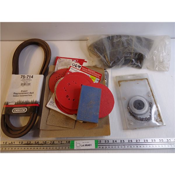 Tire Tube, Cub Cadet Belt, Chainsaw Blade and several pieces of Assorted Sandpaper