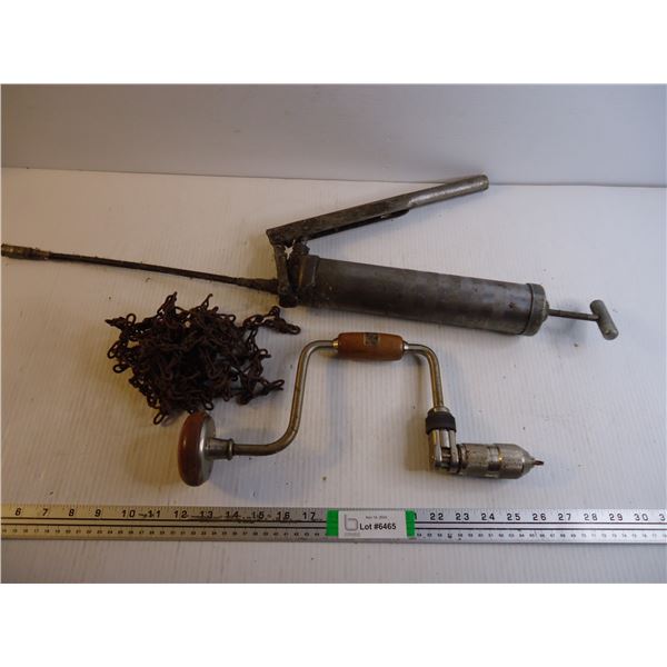 Grease Gun, Chain and Hand Drill