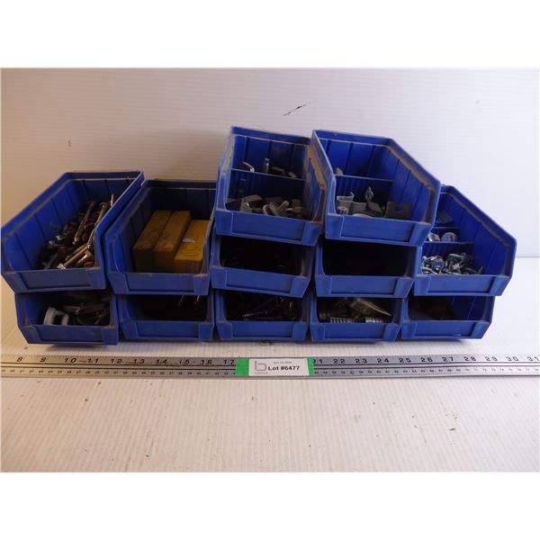 (12) Stacking Plastic Organizers of Misc. Hardware with Tote