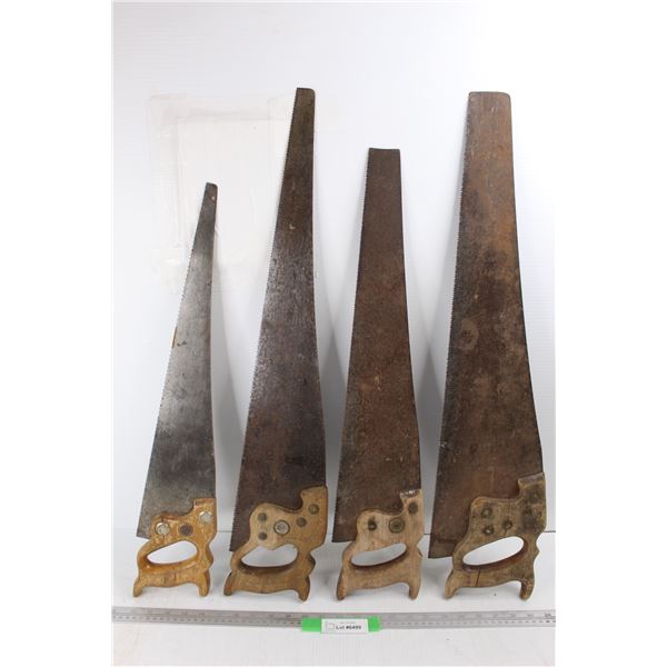 (4) Vintage Wooden Handled Hand Saws
