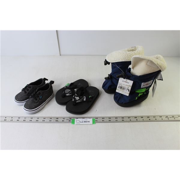 Stonz Toddler Booties - Size L (NIB), Sanik Pair Child's Flip-Flops (NIB), Vans Child's Shoes - Size