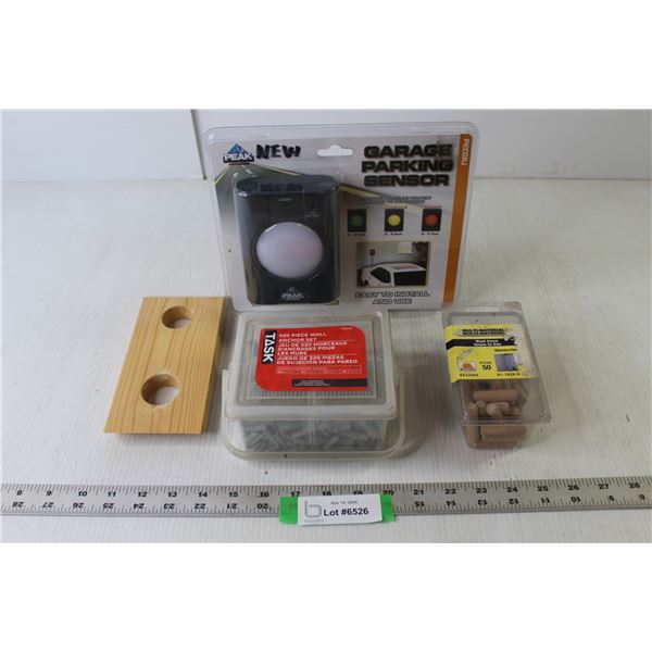 Peak Garage Parking Sensor PKCORJ (NIB), Buildex Wood Dowels, Task Wall Anchor Set, Misc.