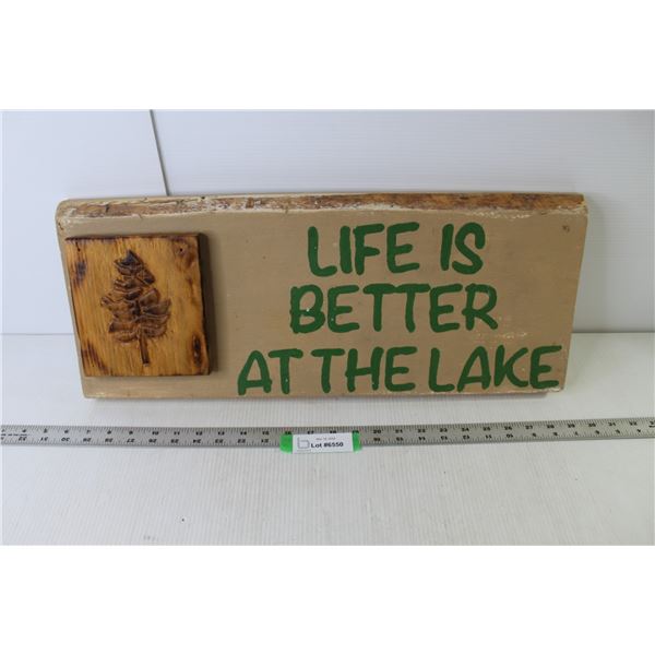 Wall Art "Life Is Better At The Lake" - Wood - 23" x 9.5" x 1.5"