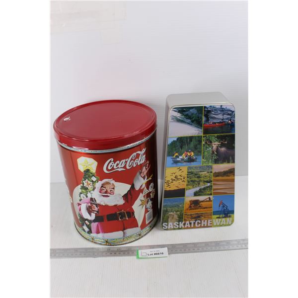 (2) Collector Tins, Saskatchewan, Coca- Cola