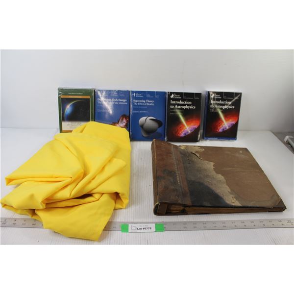 (5) Science Books/DVDs, Binder Of Records, Tablecloth