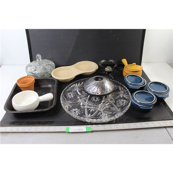 Divided glass Tray, Glass Candy Dish, Double Bowl, Assorted Dishes