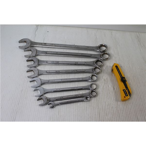 (8) Wrenches, Box Cutter With No Blade
