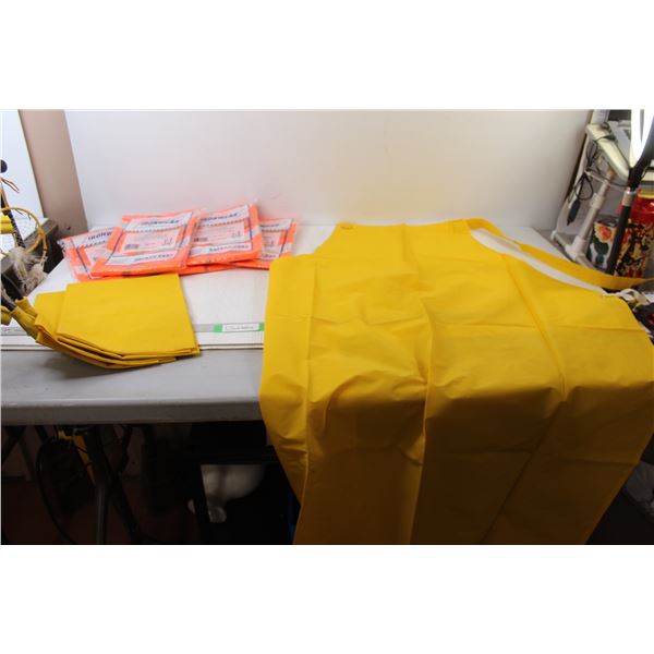 (3) Chemical Aprons, (5) OSFA Safety Vests