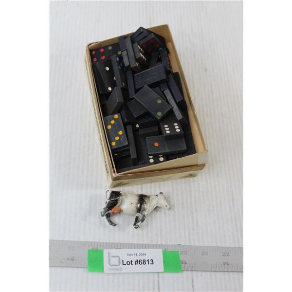 Dominos and Cow Figurine