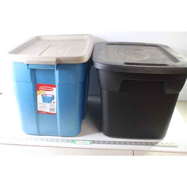 *(2) Plastic Storage Bins (Sterilite, Rubbermaid Roughneck) Both Approx 24" x 18" x 16"
