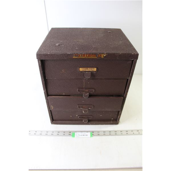Vintage 4-Drawer Metal File Cabinet With Contents 14" x 10" x 12.5"