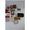 Image 2 : Assorted Vintage/Antique Items (Elvis Heart Tin, Cigarette Lighters, Playing Cards, Dishes, Cards, S