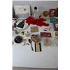 Image 3 : Assorted Vintage/Antique Items (Elvis Heart Tin, Cigarette Lighters, Playing Cards, Dishes, Cards, S