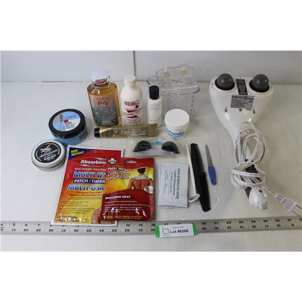 HoMedics Percussion Massager With Heat (Works), Assorted Personal Amenities (Calamine Lotion, Shower