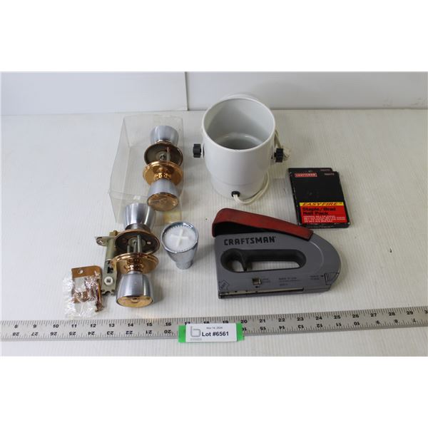 Craftsman Staple Gun With Staples, Mountable Spotlight Lamp - Working, (2) Door Knob Sets, Shower He
