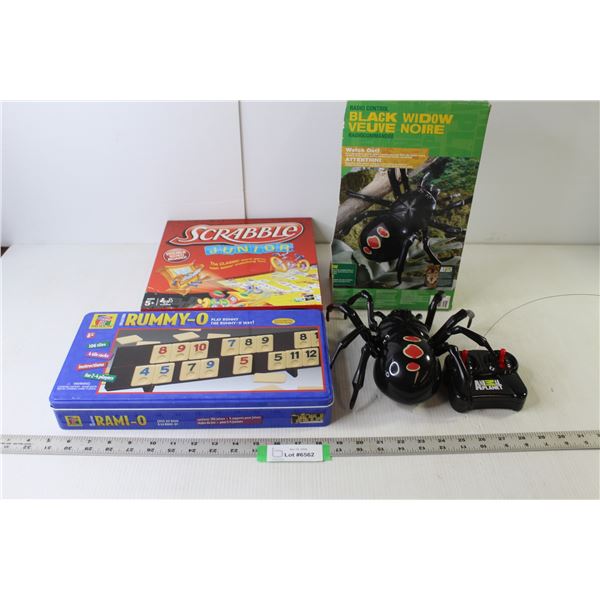 Animal Planet Remote Control Black Widow Spider 9" Dia Approx - With Remote, Scrabble Junior Board G
