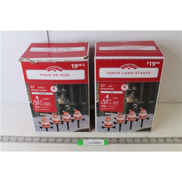 (2) Holiday Time Santa Lawn Stakes - 1 NIB