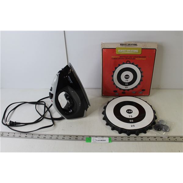 Perfect Solutions Magnetic Bottle Cap Dartboard 9" Dia, Sunbeam Iron (Working)