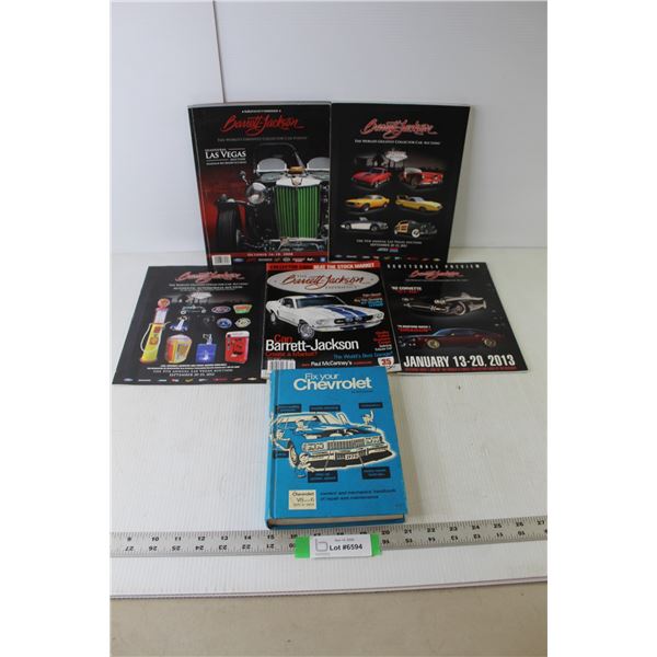 (5) Barrett Jackson Car Auction Magazines, Fix Your Chevrolet Book (All Models 1968-78)
