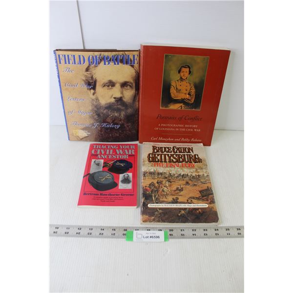 (4) American Civil War Books (Field of Battle, Portraits of Conflict, Gettysburg - The Final Fury, T