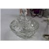 Image 7 : Lot Of Various Items, Crystal Candy Dish w/ Lid, Beaver Log Candle Holder Decor, Misc.
