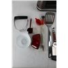 Image 3 : Lot Of Various Kitchen Items, Pastry Cutter, KitchenAid Electric Mixer w/ Various Attaching Ends- Po