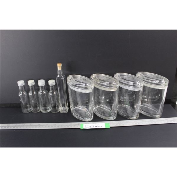 (9) Various Different Sized Glass Bottles/ Jars- All As is