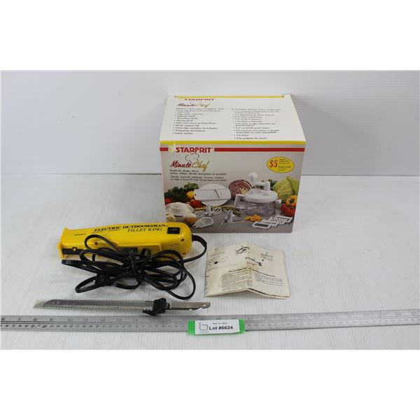 Electric Outdoorsman Filet King Electric Filleting Knife- Powers On, StarFrit Minute Chef, Chopper, 