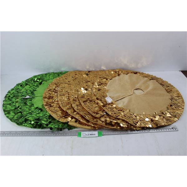 (7) Sequined Tree Skirts- All 18'' In Diameter
