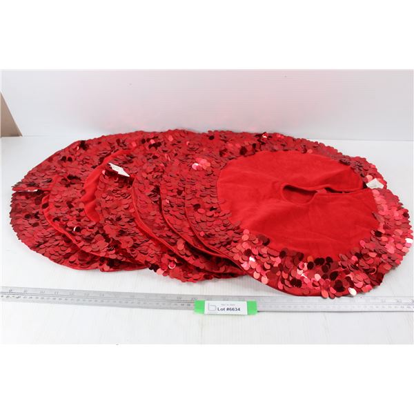 (6) Sequined Tree Skirts- All 18'' In Diameter