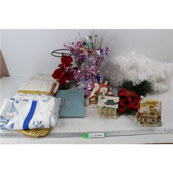 Lot Of Various Holiday/ Birthday Decor, (4) Christmas Stockings, (5) Birthday Ballon Weights, Misc.