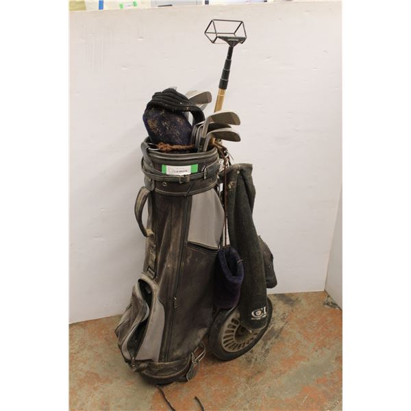 *Unmarked Golf Bag w/ Various Powerbilt Clubs