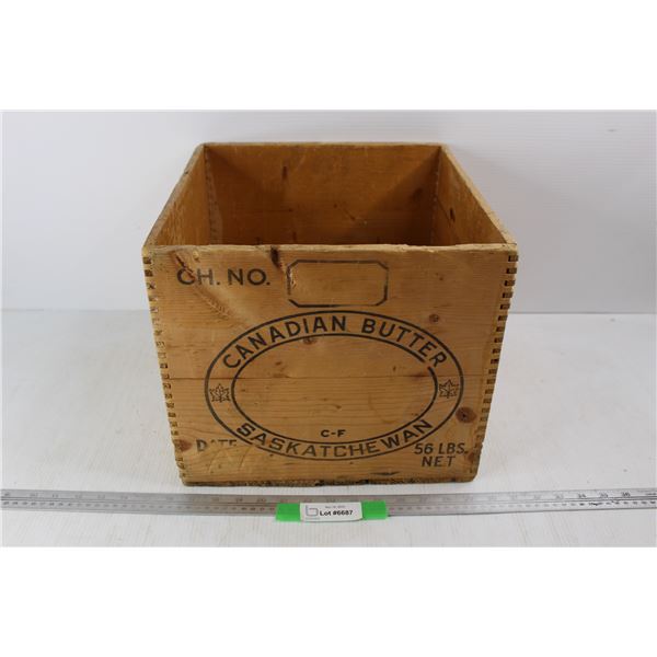 Vintage Saskatchewan Canadian Butter Crate, 56lbs,