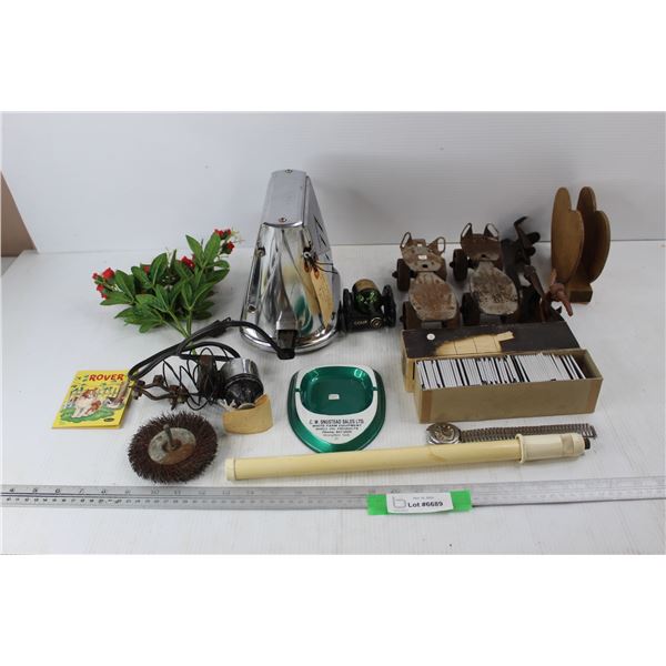 Vintage Side Flip (2) Slice Toaster- As Is, C.W. Snustead Sales Ltd. Springfield Sask Ashtray, Misc.